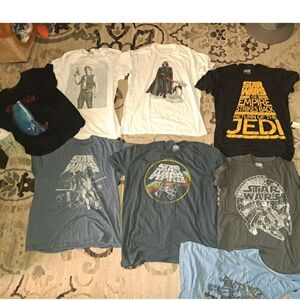 BUNDLE of 8 FUN & Fabulous Vintage Star Wars T-Shirts Adult Small Med Large